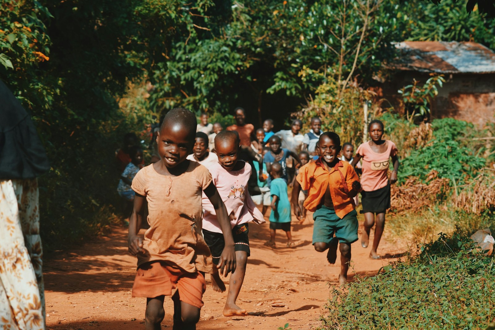 Children running to school in Ondo City